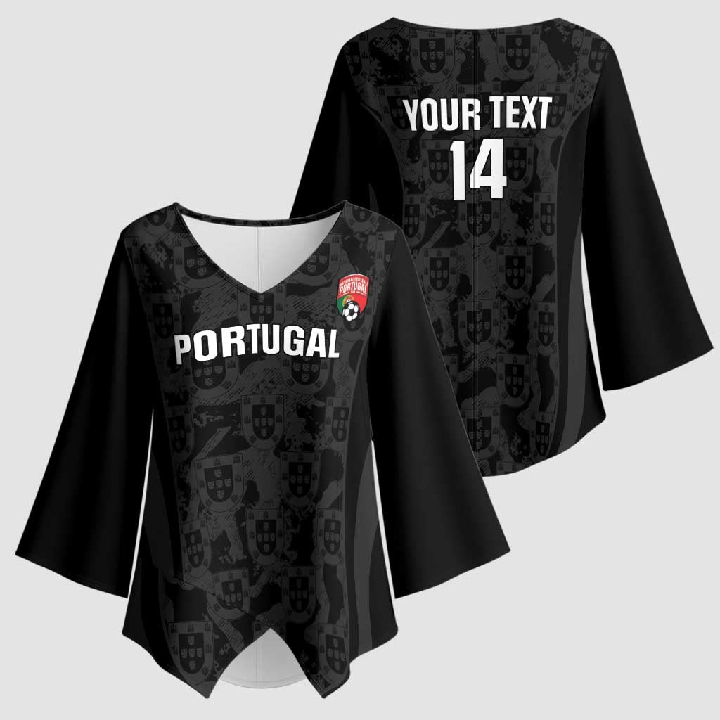 Custom Portugal Football Kimono Sleeve Blouse 2026 Come On Selecao das Quinas - Black - Wonder Print Shop
