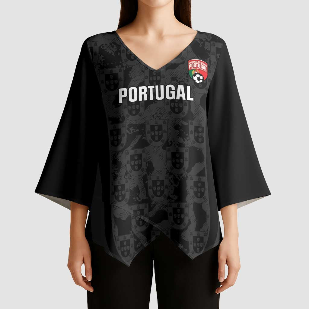 Custom Portugal Football Kimono Sleeve Blouse 2026 Come On Selecao das Quinas - Black - Wonder Print Shop