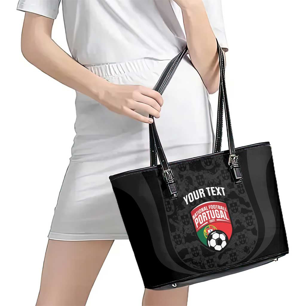 Custom Portugal Football Leather Tote Bag 2026 Come On Selecao das Quinas - Black - Wonder Print Shop