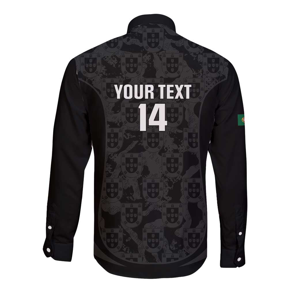Custom Portugal Football Long Sleeve Button Shirt 2026 Come On Selecao das Quinas - Black - Wonder Print Shop