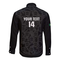 Custom Portugal Football Long Sleeve Button Shirt 2026 Come On Selecao das Quinas - Black - Wonder Print Shop