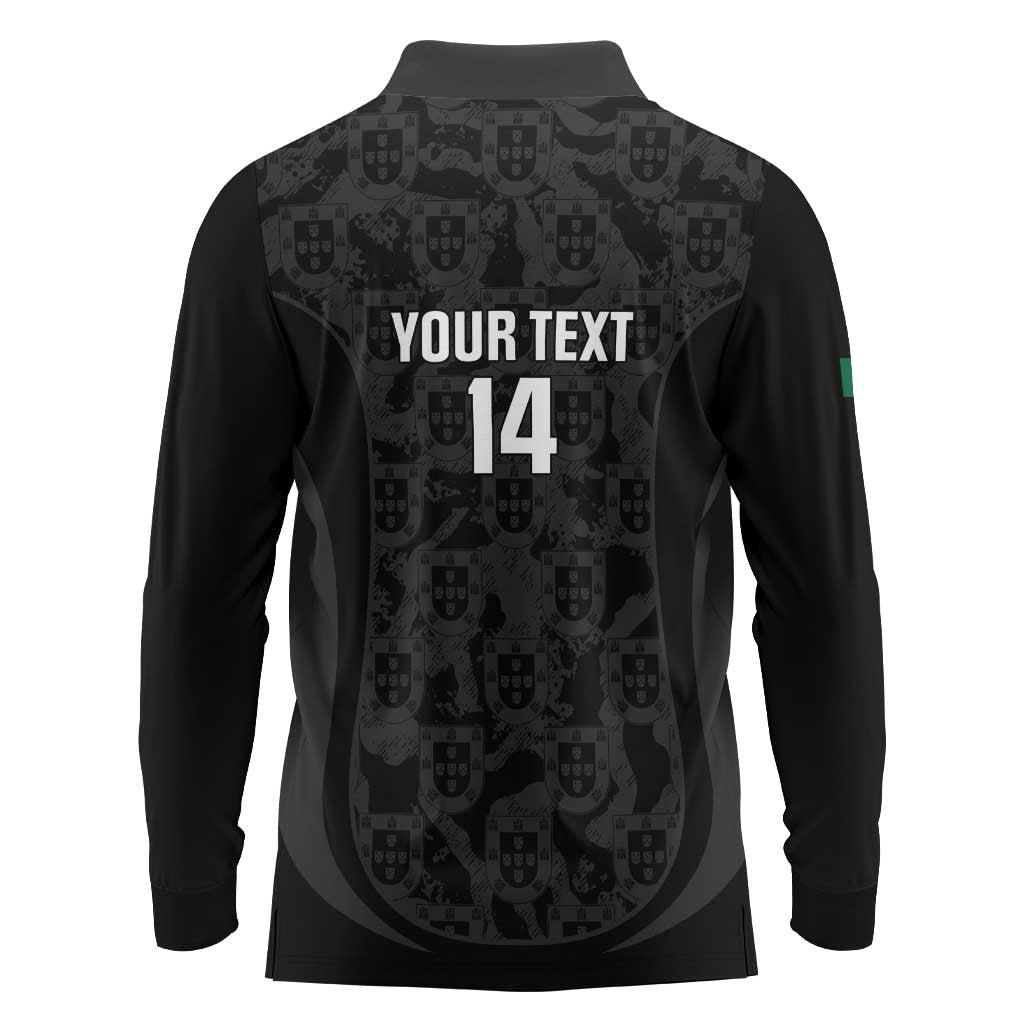 Custom Portugal Football Long Sleeve Polo Shirt 2026 Come On Selecao das Quinas - Black - Wonder Print Shop