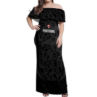 Custom Portugal Football Off Shoulder Maxi Dress 2026 Come On Selecao das Quinas - Black - Wonder Print Shop