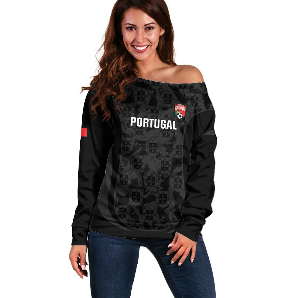 Custom Portugal Football Off Shoulder Sweater 2026 Come On Selecao das Quinas - Black - Wonder Print Shop