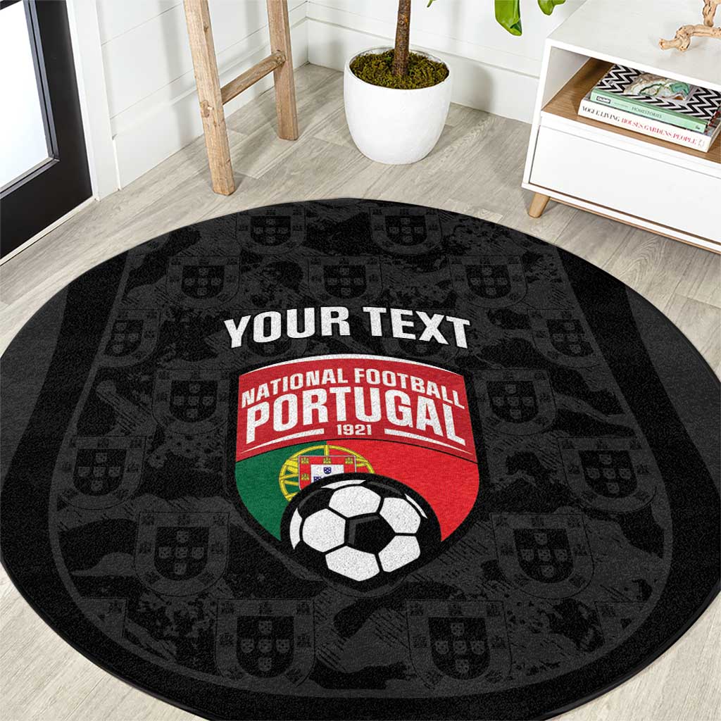Custom Portugal Football Round Carpet 2026 Come On Selecao das Quinas - Black - Wonder Print Shop