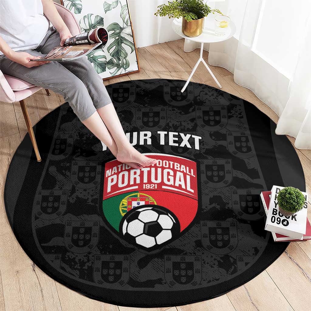 Custom Portugal Football Round Carpet 2026 Come On Selecao das Quinas - Black - Wonder Print Shop