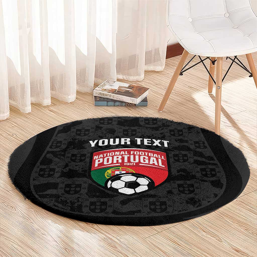 Custom Portugal Football Round Carpet 2026 Come On Selecao das Quinas - Black - Wonder Print Shop