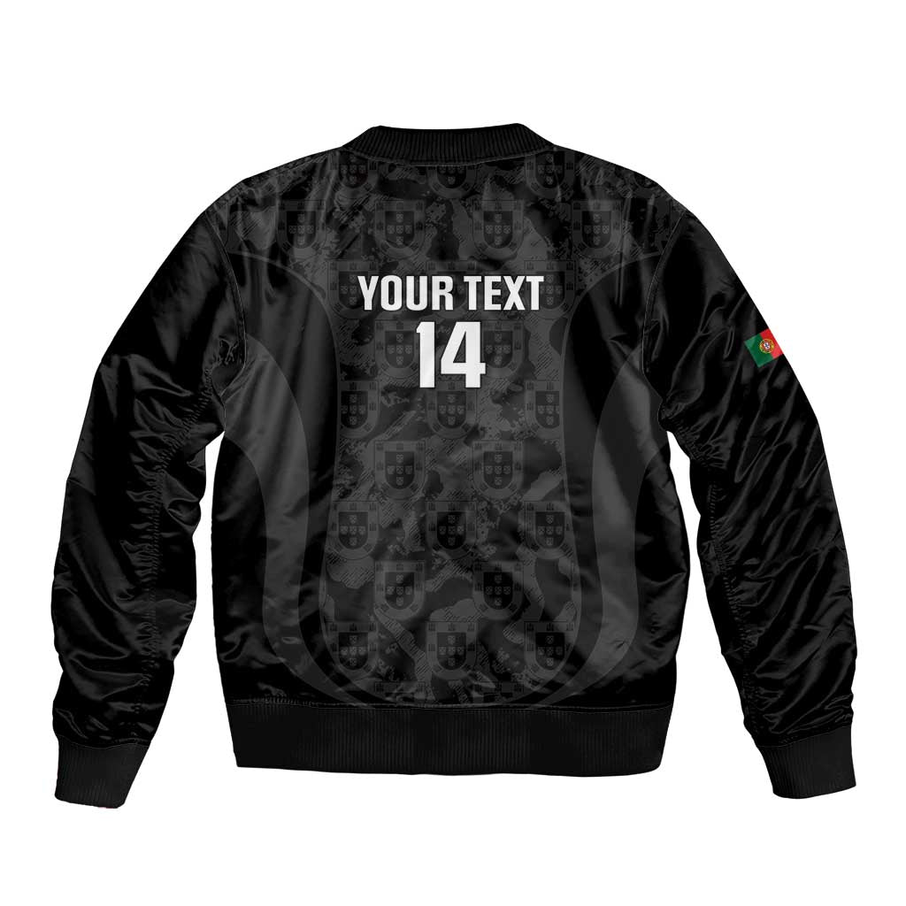 Custom Portugal Football Sleeve Zip Bomber Jacket 2026 Come On Selecao das Quinas - Black - Wonder Print Shop