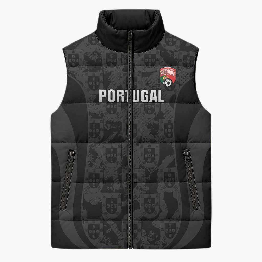 Custom Portugal Football Sleeveless Puffer Jacket 2026 Come On Selecao das Quinas - Black - Wonder Print Shop