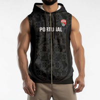 Custom Portugal Football Sleeveless Zip Hoodie 2026 Come On Selecao das Quinas - Black - Wonder Print Shop