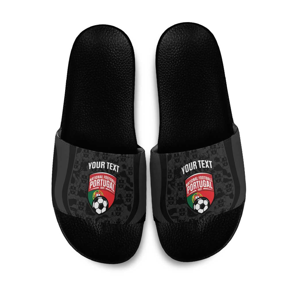 Custom Portugal Football Slide Sandals 2026 Come On Selecao das Quinas - Black - Wonder Print Shop