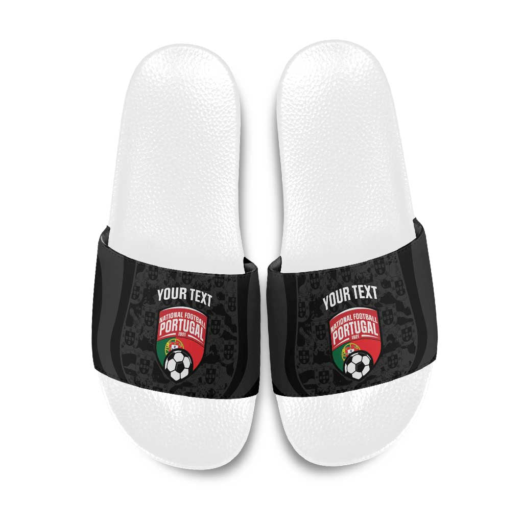 Custom Portugal Football Slide Sandals 2026 Come On Selecao das Quinas - Black - Wonder Print Shop