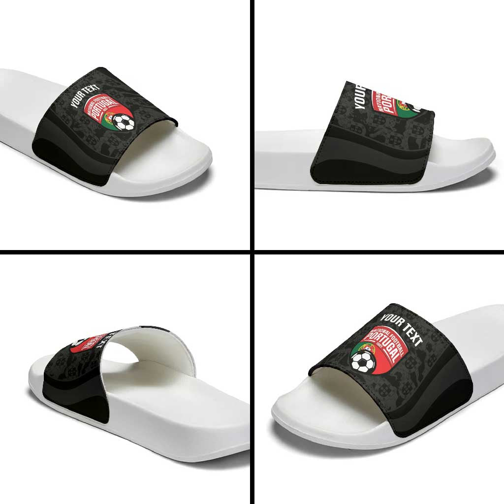 Custom Portugal Football Slide Sandals 2026 Come On Selecao das Quinas - Black - Wonder Print Shop