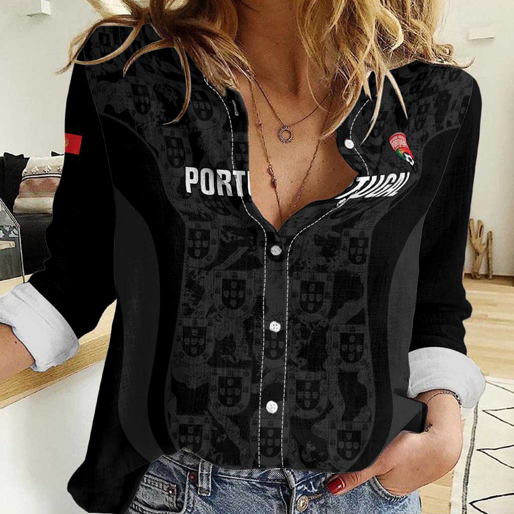 Custom Portugal Football Women Casual Shirt 2026 Come On Selecao das Quinas - Black - Wonder Print Shop