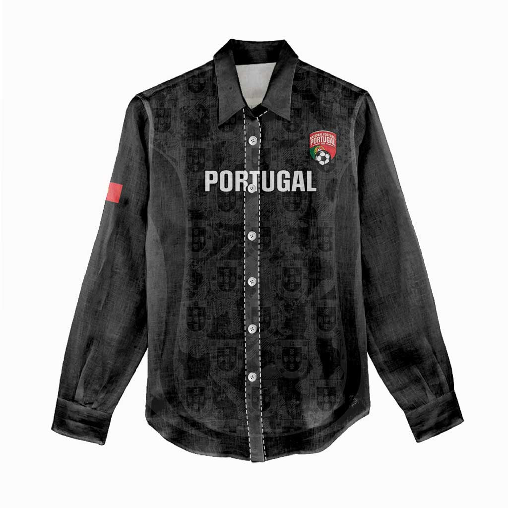 Custom Portugal Football Women Casual Shirt 2026 Come On Selecao das Quinas - Black - Wonder Print Shop