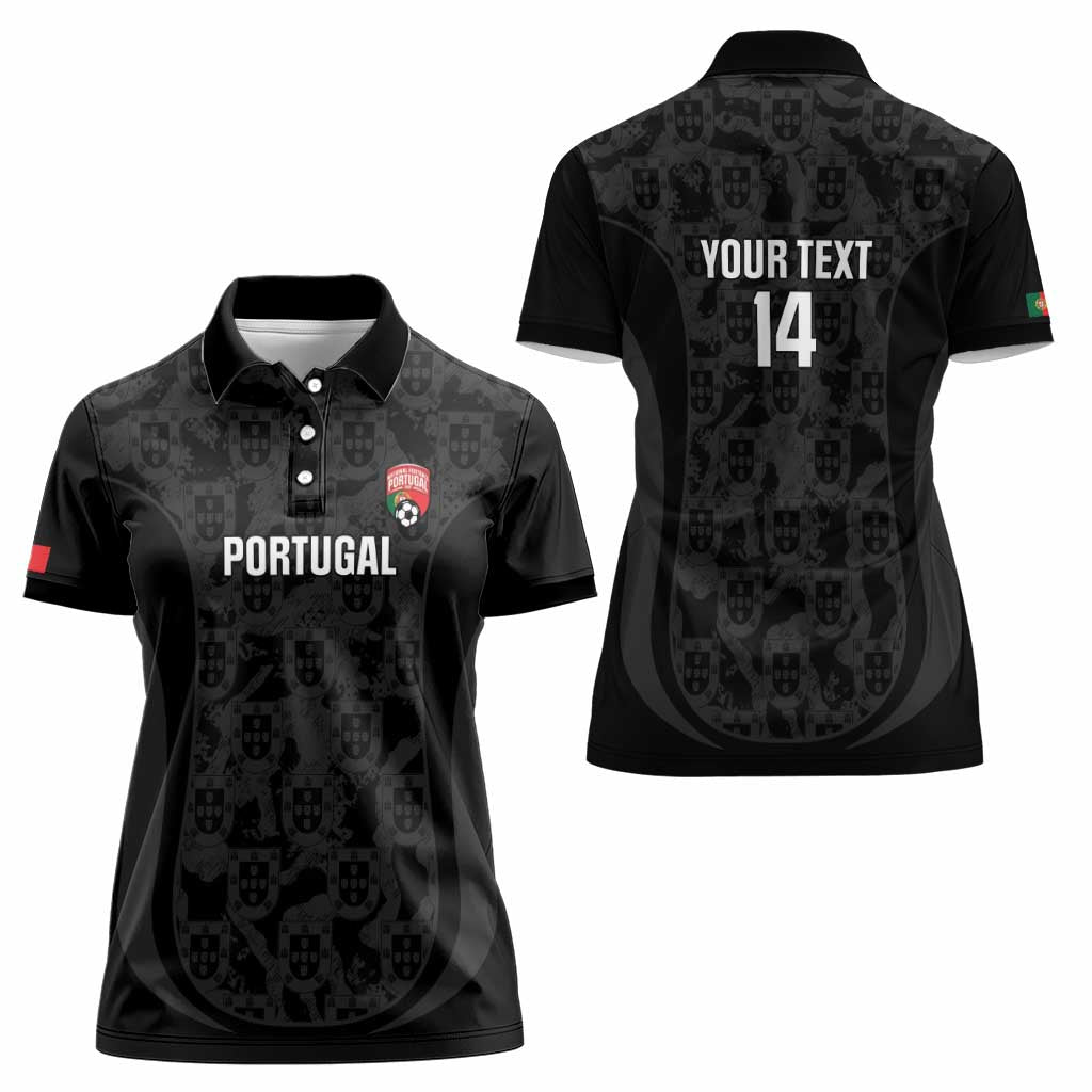Custom Portugal Football Women Polo Shirt 2026 Come On Selecao das Quinas - Black - Wonder Print Shop