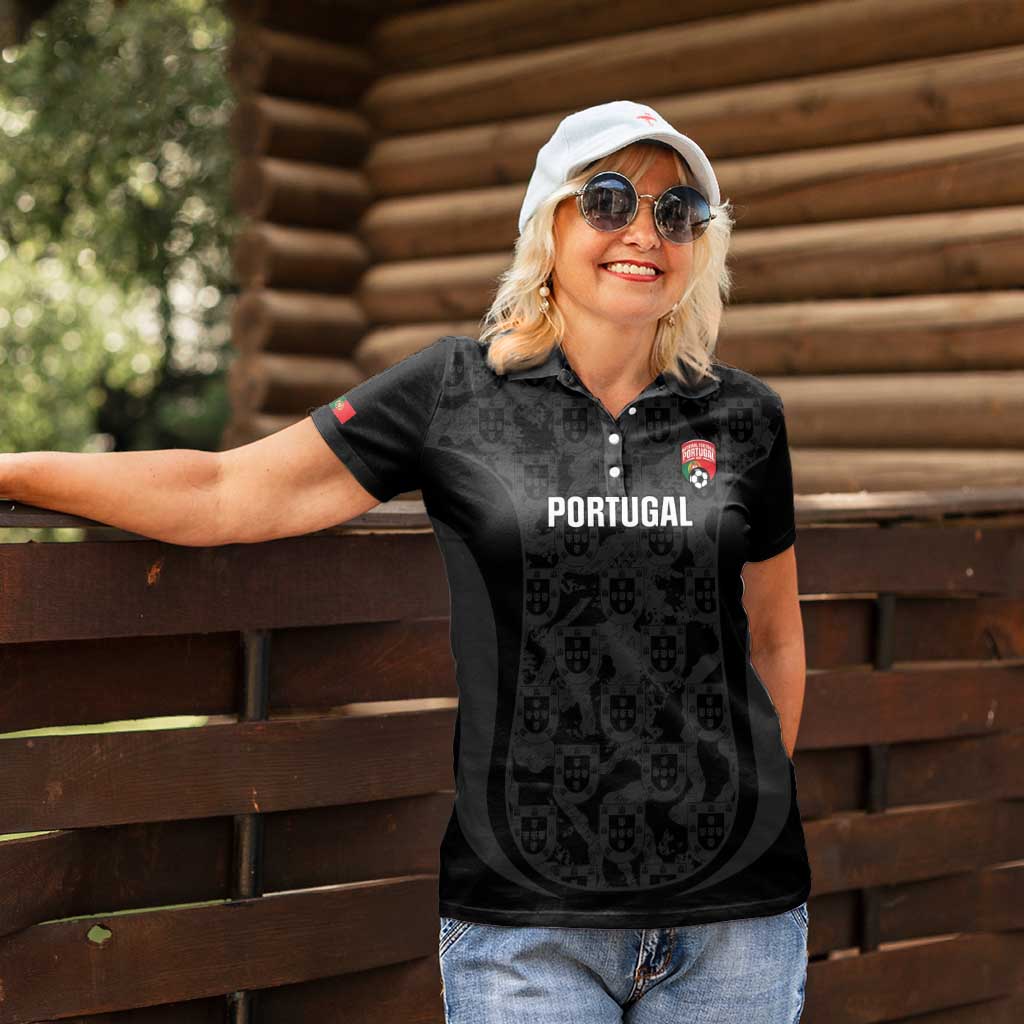 Custom Portugal Football Women Polo Shirt 2026 Come On Selecao das Quinas - Black - Wonder Print Shop
