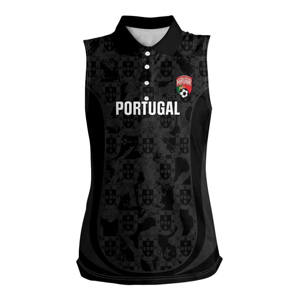 Custom Portugal Football Women Sleeveless Polo Shirt 2026 Come On Selecao das Quinas - Black - Wonder Print Shop
