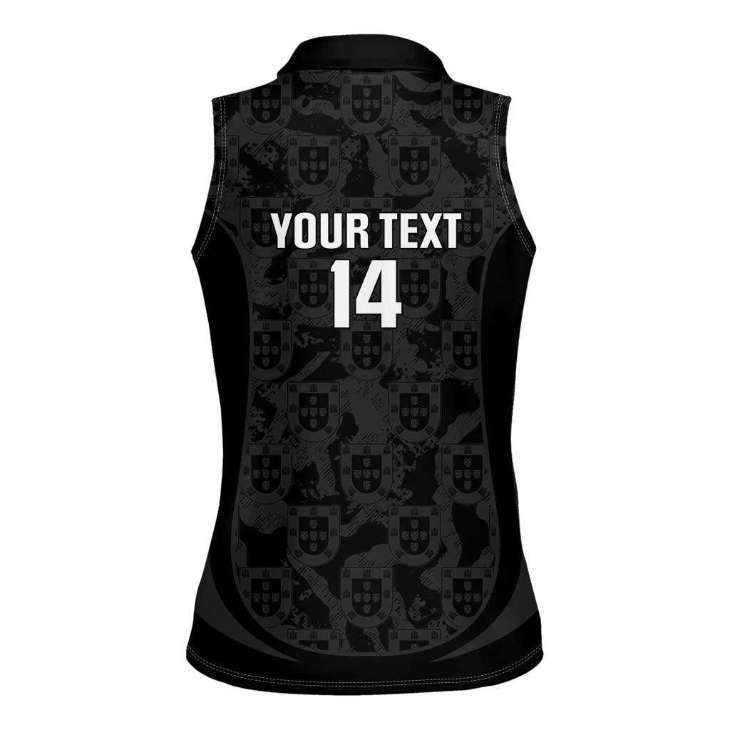 Custom Portugal Football Women Sleeveless Polo Shirt 2026 Come On Selecao das Quinas - Black - Wonder Print Shop