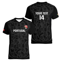 Custom Portugal Football Women V-Neck T-Shirt 2026 Come On Selecao das Quinas - Black - Wonder Print Shop