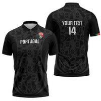 Custom Portugal Football Zipper Polo Shirt 2026 Come On Selecao das Quinas - Black - Wonder Print Shop