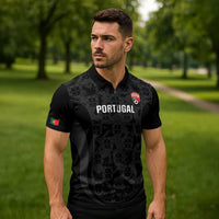 Custom Portugal Football Zipper Polo Shirt 2026 Come On Selecao das Quinas - Black - Wonder Print Shop