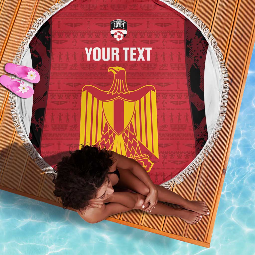 Custom Egypt Football Beach Blanket 2026 Go Pharaohs Ancient Egyptian Pattern - Wonder Print Shop