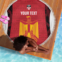 Custom Egypt Football Beach Blanket 2026 Go Pharaohs Ancient Egyptian Pattern - Wonder Print Shop