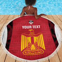 Custom Egypt Football Beach Blanket 2026 Go Pharaohs Ancient Egyptian Pattern - Wonder Print Shop