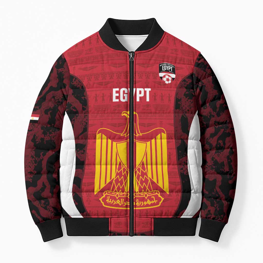 Custom Egypt Football Bomber Puffer Jacket 2026 Go Pharaohs Ancient Egyptian Pattern - Wonder Print Shop