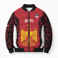 Custom Egypt Football Bomber Puffer Jacket 2026 Go Pharaohs Ancient Egyptian Pattern - Wonder Print Shop