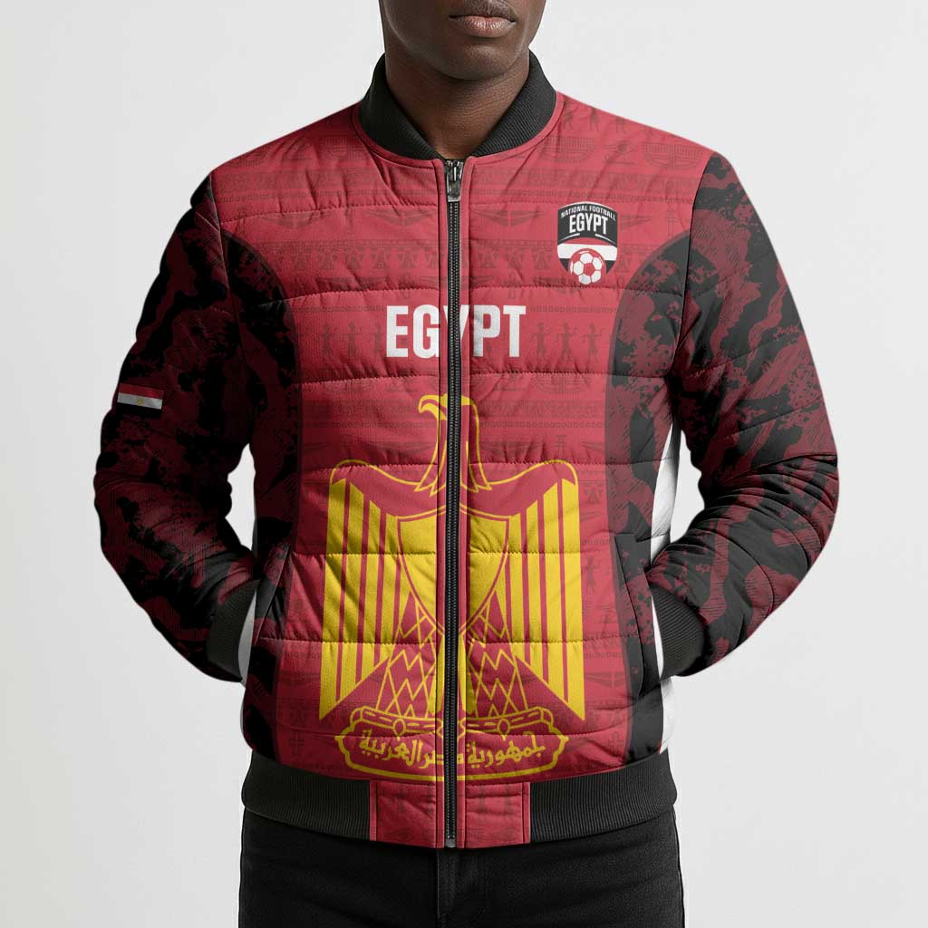 Custom Egypt Football Bomber Puffer Jacket 2026 Go Pharaohs Ancient Egyptian Pattern - Wonder Print Shop