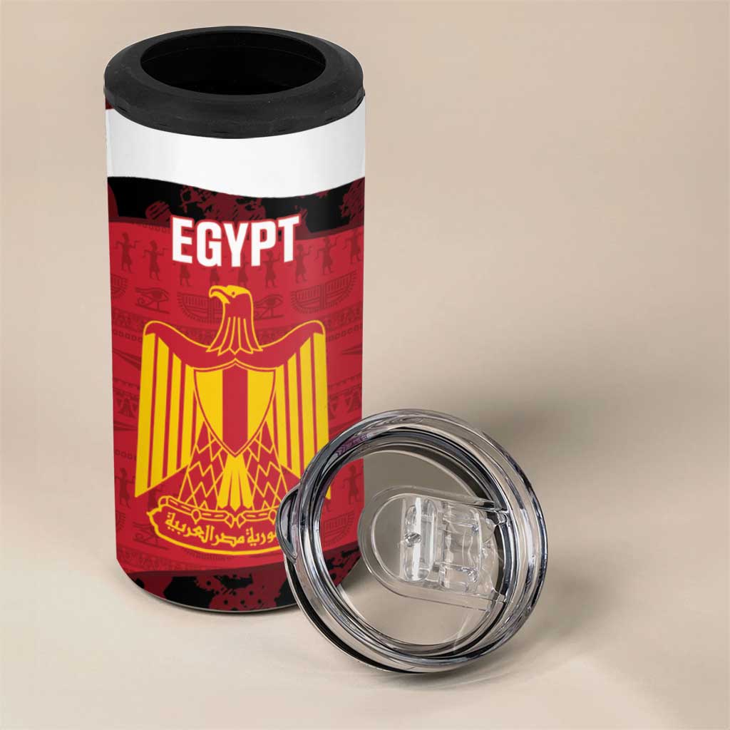 Custom Egypt Football 4 in 1 Can Cooler Tumbler 2026 Go Pharaohs Ancient Egyptian Pattern - Wonder Print Shop