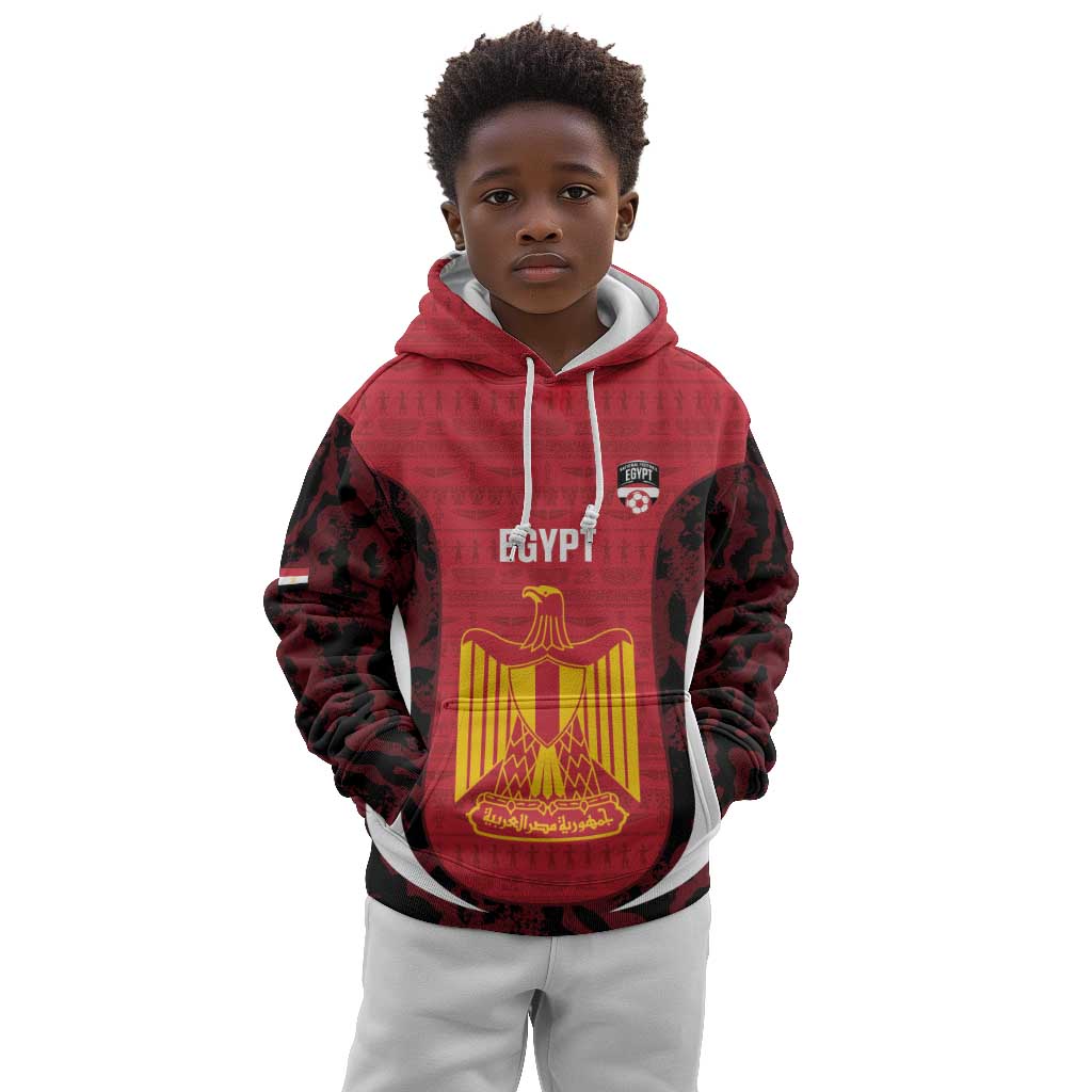 Custom Egypt Football Kid Hoodie 2026 Go Pharaohs Ancient Egyptian Pattern - Wonder Print Shop