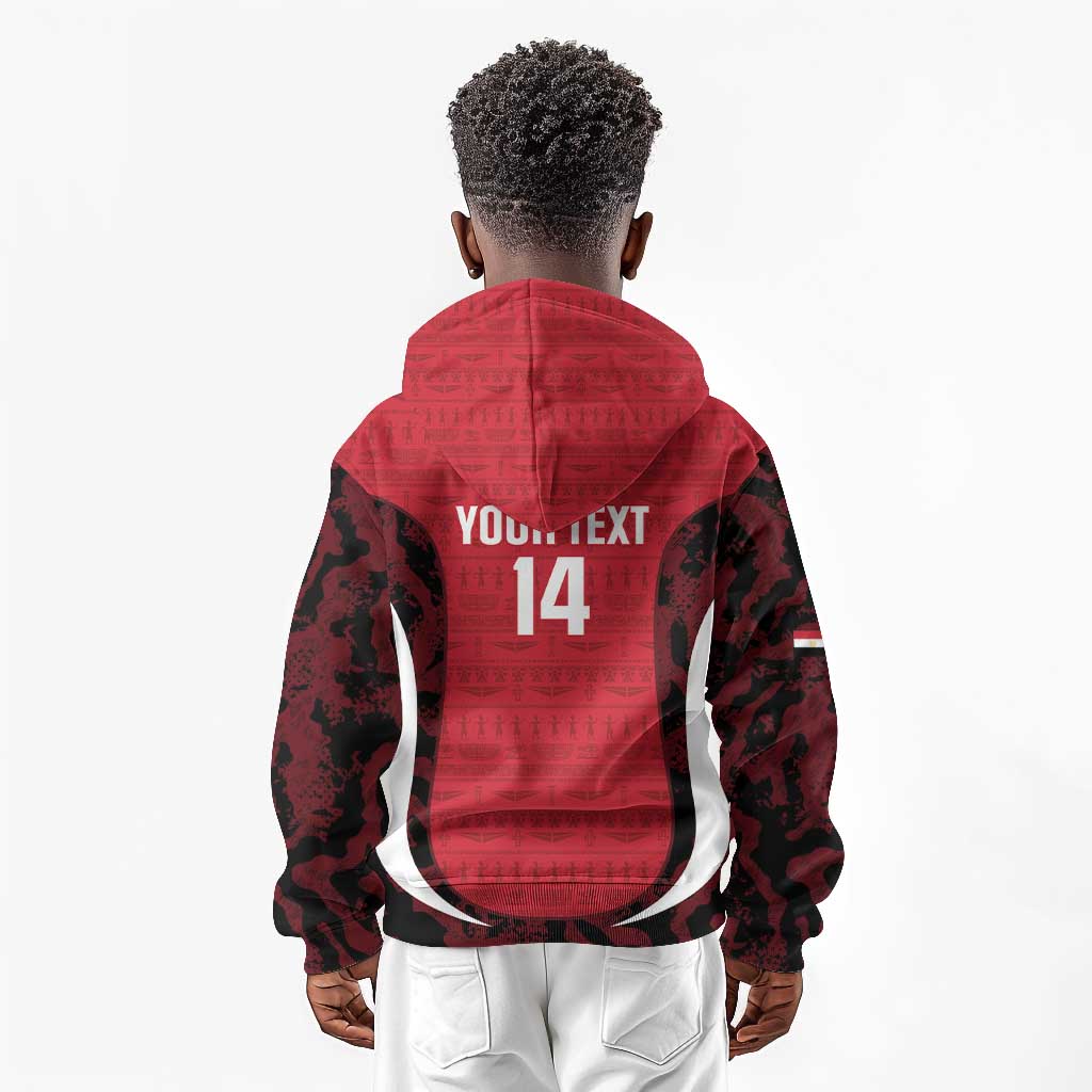 Custom Egypt Football Kid Hoodie 2026 Go Pharaohs Ancient Egyptian Pattern - Wonder Print Shop