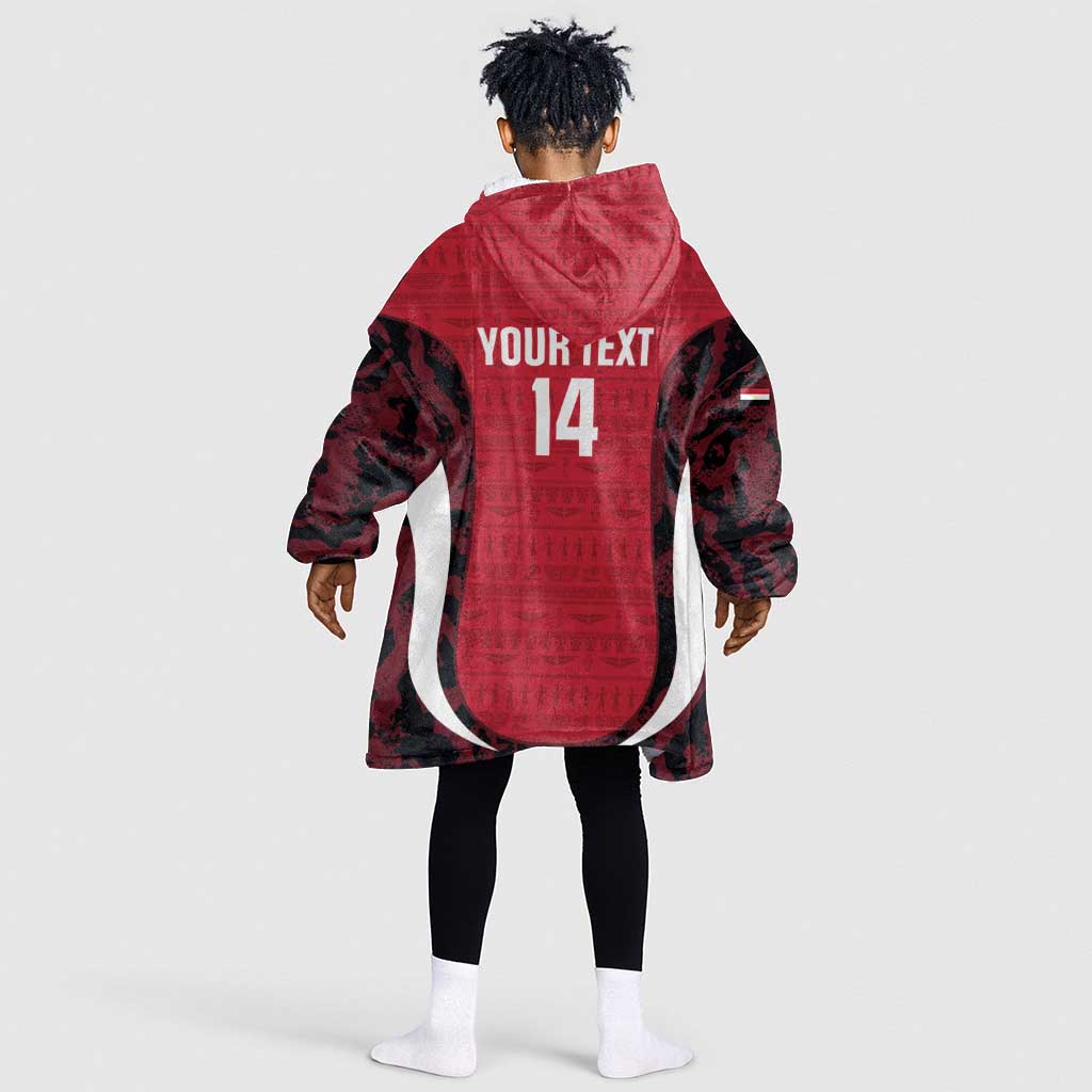 Custom Egypt Football Kid Wearable Blanket Hoodie 2026 Go Pharaohs Ancient Egyptian Pattern - Wonder Print Shop