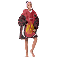 Custom Egypt Football Kid Wearable Blanket Hoodie 2026 Go Pharaohs Ancient Egyptian Pattern - Wonder Print Shop