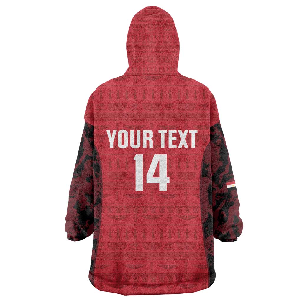 Custom Egypt Football Kid Wearable Blanket Hoodie 2026 Go Pharaohs Ancient Egyptian Pattern - Wonder Print Shop
