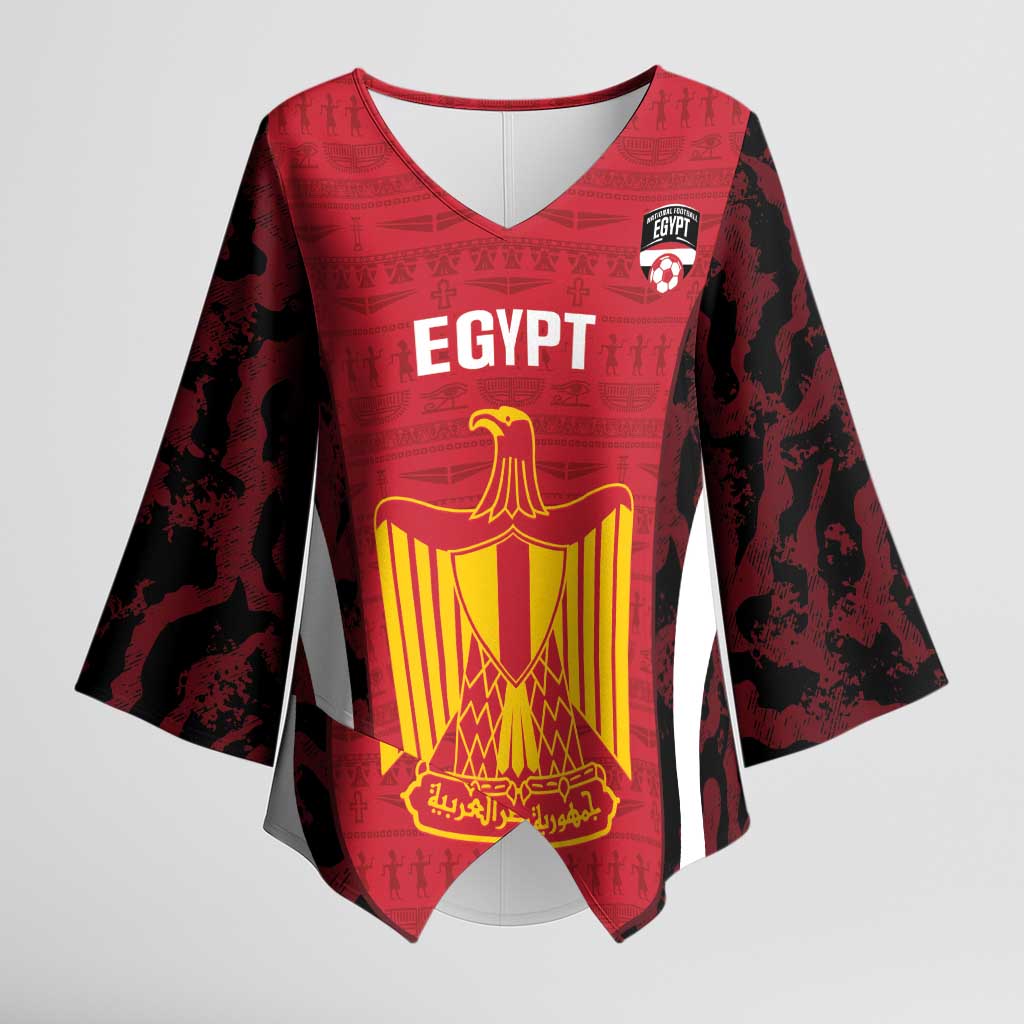 Custom Egypt Football Kimono Sleeve Blouse 2026 Go Pharaohs Ancient Egyptian Pattern - Wonder Print Shop