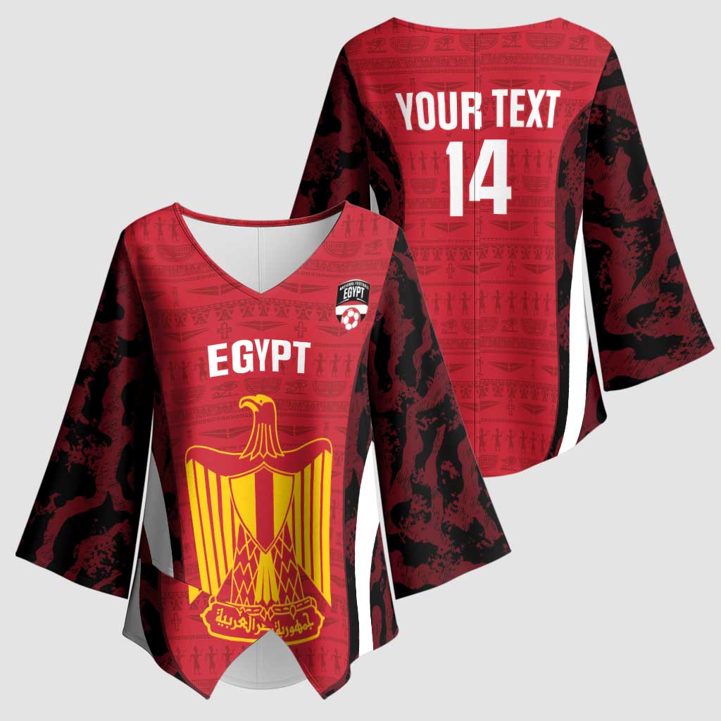 Custom Egypt Football Kimono Sleeve Blouse 2026 Go Pharaohs Ancient Egyptian Pattern - Wonder Print Shop