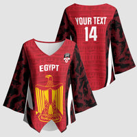 Custom Egypt Football Kimono Sleeve Blouse 2026 Go Pharaohs Ancient Egyptian Pattern - Wonder Print Shop