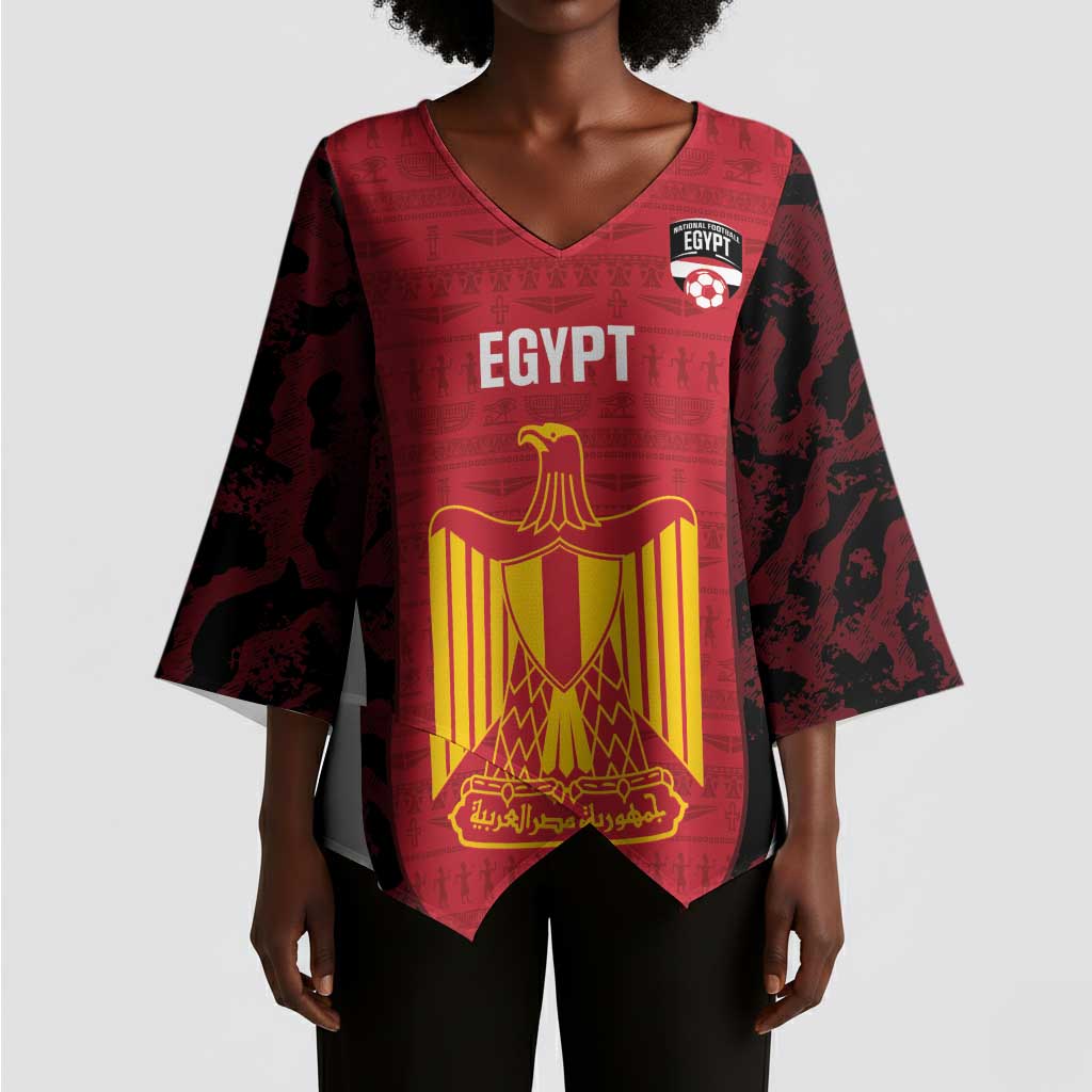 Custom Egypt Football Kimono Sleeve Blouse 2026 Go Pharaohs Ancient Egyptian Pattern - Wonder Print Shop