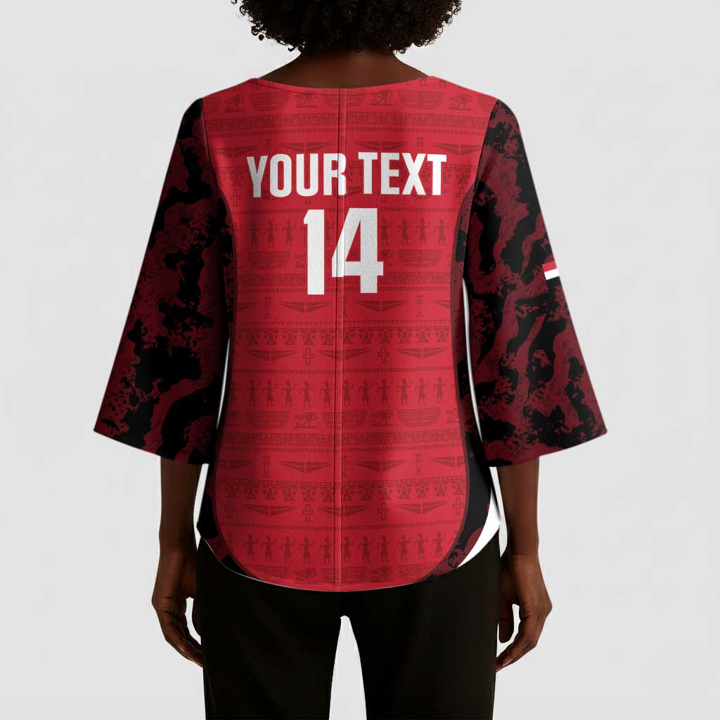 Custom Egypt Football Kimono Sleeve Blouse 2026 Go Pharaohs Ancient Egyptian Pattern - Wonder Print Shop