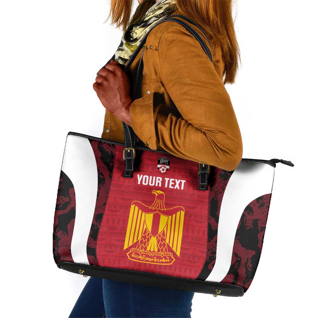 Custom Egypt Football Leather Tote Bag 2026 Go Pharaohs Ancient Egyptian Pattern - Wonder Print Shop