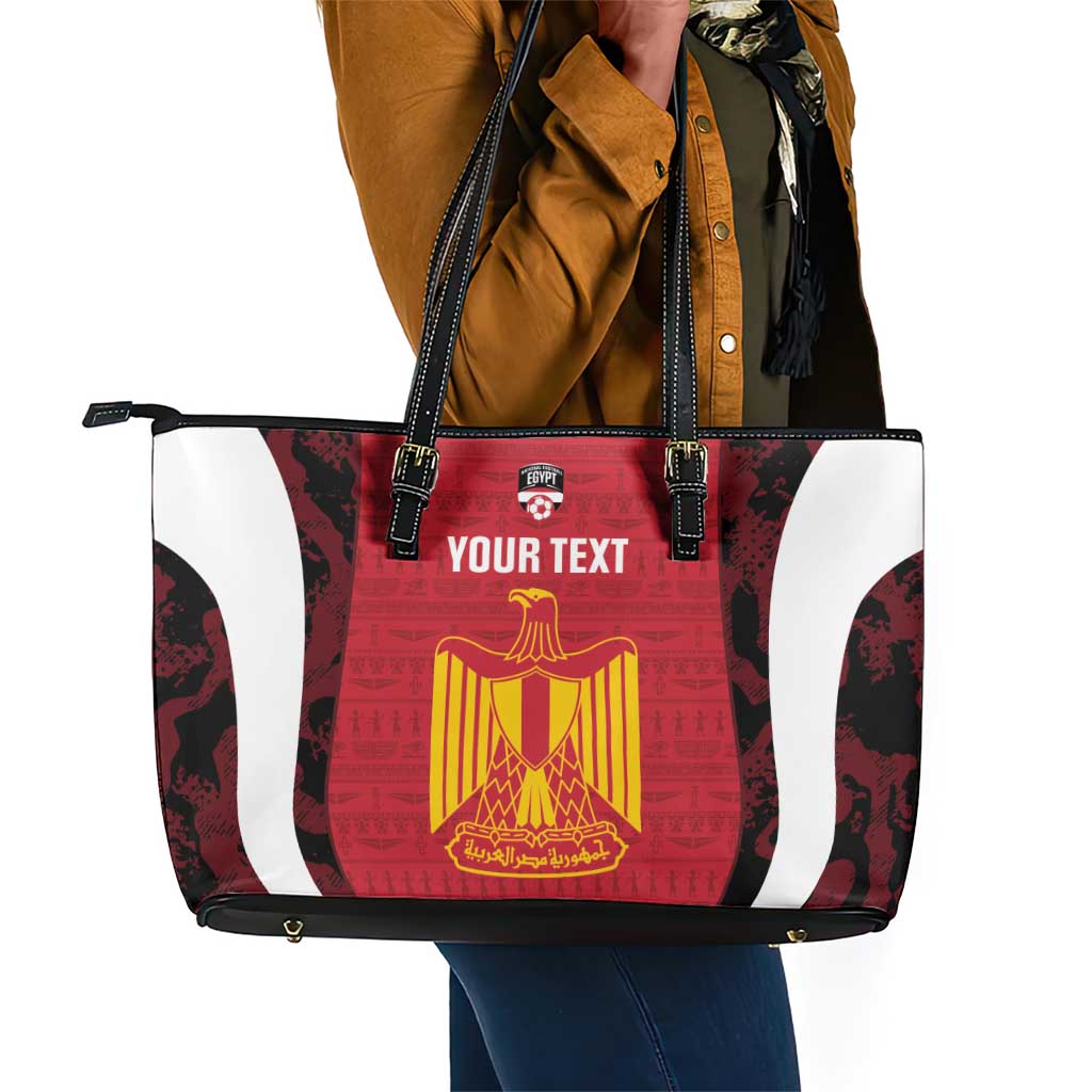 Custom Egypt Football Leather Tote Bag 2026 Go Pharaohs Ancient Egyptian Pattern - Wonder Print Shop