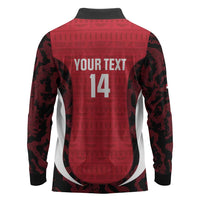 Custom Egypt Football Long Sleeve Polo Shirt 2026 Go Pharaohs Ancient Egyptian Pattern - Wonder Print Shop