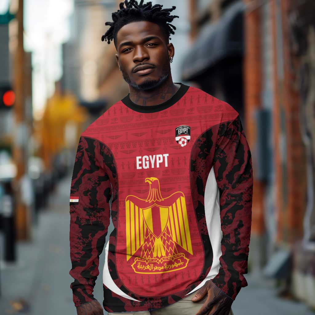 Custom Egypt Football Long Sleeve Shirt 2026 Go Pharaohs Ancient Egyptian Pattern - Wonder Print Shop