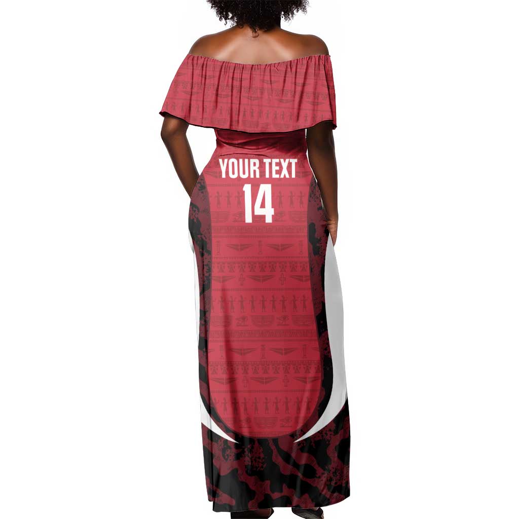 Custom Egypt Football Off Shoulder Maxi Dress 2026 Go Pharaohs Ancient Egyptian Pattern - Wonder Print Shop
