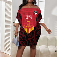 Custom Egypt Football Off Shoulder Short Dress 2026 Go Pharaohs Ancient Egyptian Pattern - Wonder Print Shop