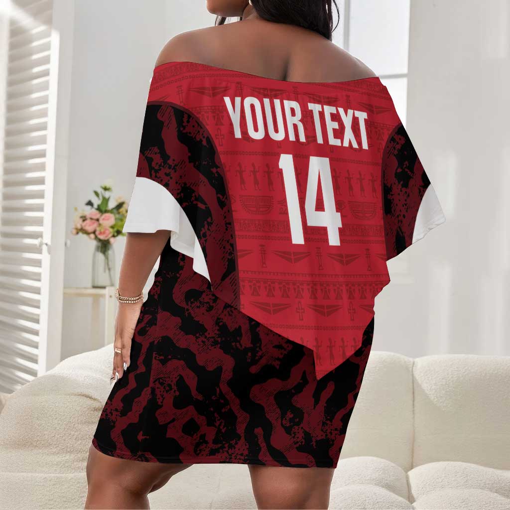 Custom Egypt Football Off Shoulder Short Dress 2026 Go Pharaohs Ancient Egyptian Pattern - Wonder Print Shop